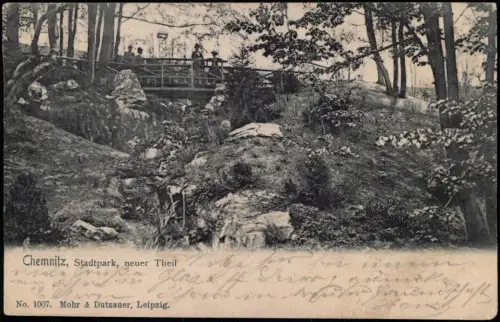 Ansichtskarte Chemnitz Stadtpark, neuer Teil - Brücke 1901