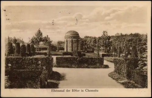 Ansichtskarte Chemnitz Ehrenmal der 104 er 1926