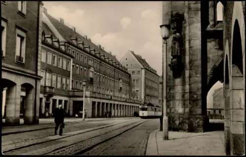 Ansichtskarte Chemnitz Innere Klosterstraße - Straßenbahn 1958
