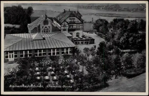 Ansichtskarte Borna-Heinersdorf-Chemnitz Luftbild Bismarckschlößchen 1938