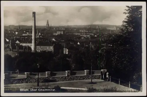Ansichtskarte Chemnitz Blick über die Stadt - Schornstein Fabrik 1934
