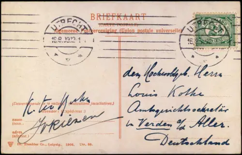 Postkaart Utrecht Utrecht Oude Bracht Viebrug 1909