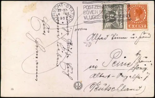 Postkaart Utrecht Utrecht Merwedekanaak met Rijksmunt - Schiffe 1937