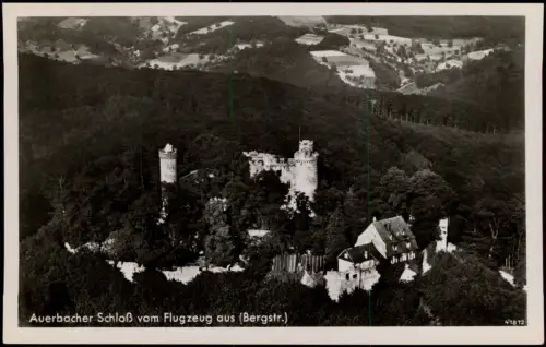 Ansichtskarte Auerbach (Bergstraße)-Bensheim Auerbacher Schloss Luftbild 1932