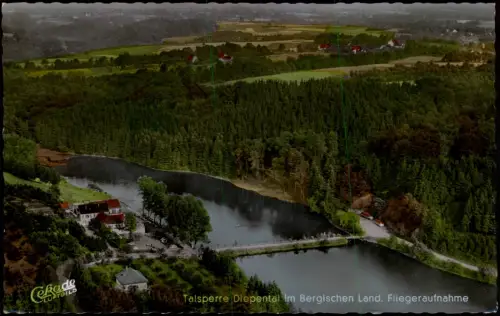 Ansichtskarte Leichlingen Luftbild Talsperre Diepental Colorfotokarte 1956