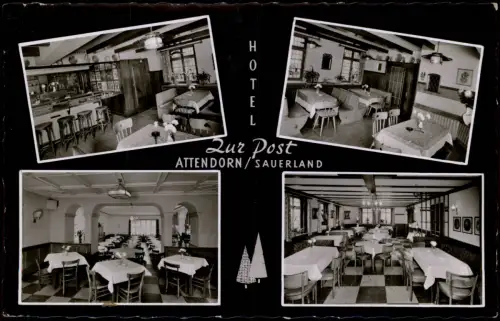 Ansichtskarte Attendorn Mehrbild Hotel zur Post Innenansichten 1963