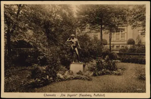 Ansichtskarte Kaßberg-Chemnitz Die Jägerin Kassberg, Auffahrt 1915