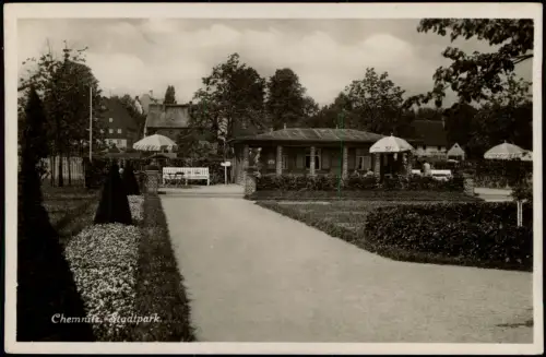 Ansichtskarte Chemnitz Stadtpark Kiosk Eingang - Fotokarte 1932