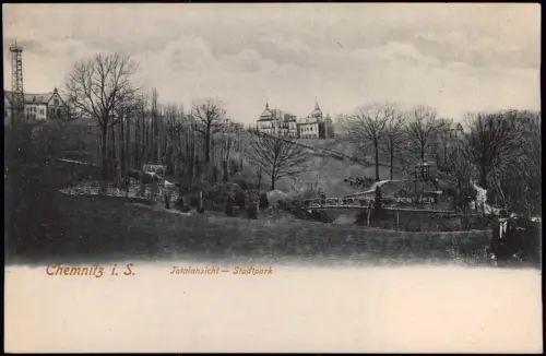 Ansichtskarte Chemnitz Totalansicht Stadtpark 1912