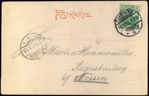 Ansichtskarte Chemnitz Börse mit Beckerdenkmal 1902