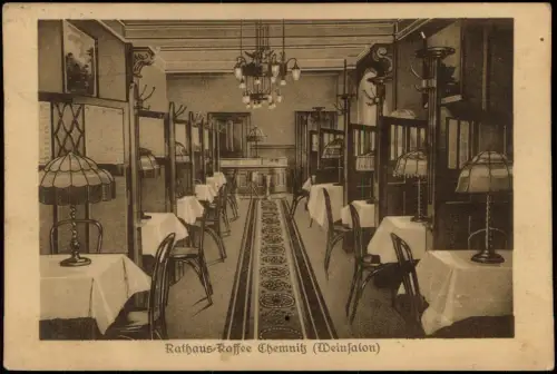 Ansichtskarte Chemnitz Rathaus Kaffee Weinsalon 1918