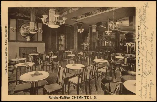Ansichtskarte Chemnitz Reichs-Kaffee - Gastraum 1928