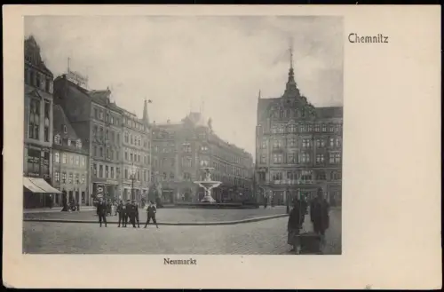 Ansichtskarte Chemnitz Partie auf dem Neumarkt 1908