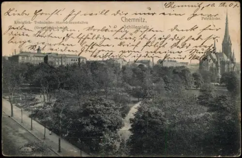 Ansichtskarte Chemnitz Schillerplatz 1916