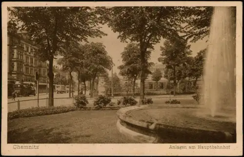 Ansichtskarte Chemnitz Anlagen am Hauptbahnhof 1928