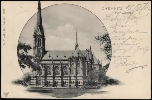 Ansichtskarte Chemnitz Petrikirche - 3D-Effekt 1902