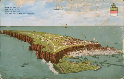 Helgoland (Insel) Luftbild Ansicht aus der Vogelschau-Perspektive 1910