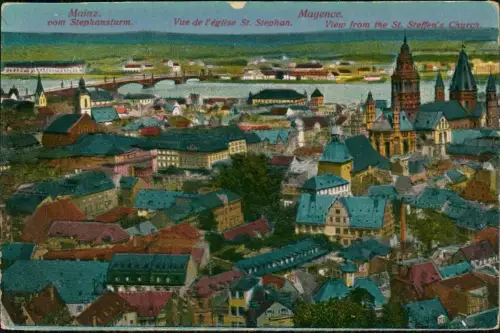 Ansichtskarte Mainz Panorama-Ansicht vom Stephansturm 1920