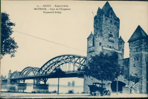 Ansichtskarte Mainz Kaiserbrücke Pont de l'Empereur Emperor's bridge 1920