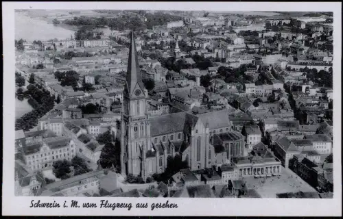 Ansichtskarte Schwerin Flugzeug aus gesehen 1935