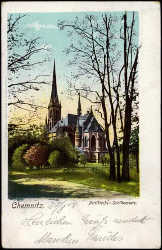 Ansichtskarte Chemnitz Petrikirche 1902