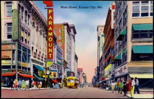 Postcard Kansas City Main Street 1974  USA