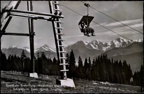 Beatenberg Sportbahn Niederhorn Eiger, Mönch, Jungfrau Sessellift 1964