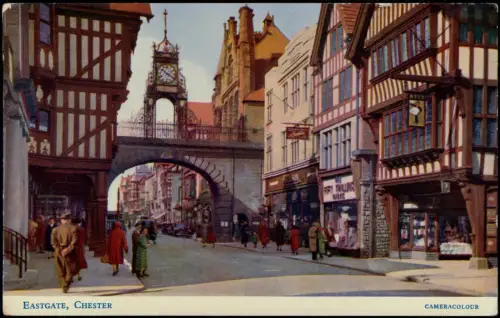 Postcard Chester Eastgate Straße Geschäfte 1929  England
