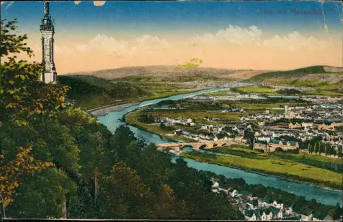 Ansichtskarte Trier Panorama-Ansicht mit Mariensäule (Turm) 1920