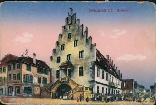 CPA Schlettstadt Sélestat Partie am Rathaus 1919