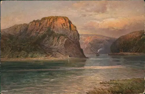 Ansichtskarte Sankt Goar Rheintal an der Loreley (Künstlerkarte) 1920