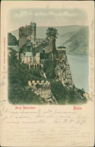 Ansichtskarte Bingen am Rhein Burg a. Rhein Schloss Rheinstein 1902