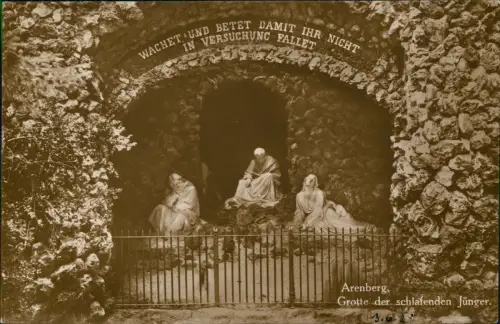 Ansichtskarte Arenberg-Koblenz Arenberg Grotte der schlafenden Jünger 1920