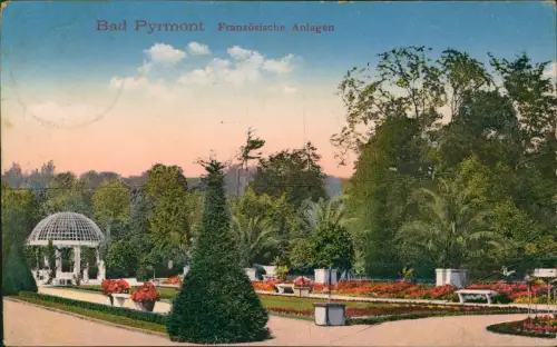 Ansichtskarte Bad Pyrmont Palmengarten Französische Anlagen 1918