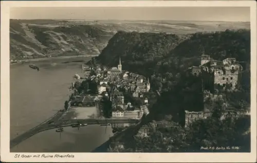 Ansichtskarte Sankt Goar Panorama-Ansicht mit Ruine Rheinfels 1920