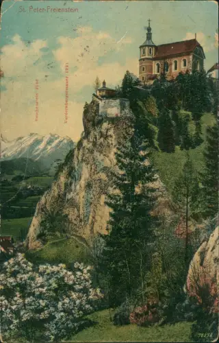 Sankt Peter-Freienstein Ortsansicht mit Kirche auf dem Berg 1921