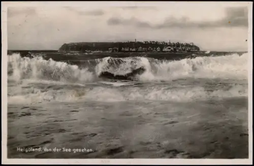 Ansichtskarte Helgoland (Insel) von der See gesehen Wellen 1928  gel. Stempel