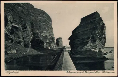Helgoland (Insel) Felsenpartie mit Predigerstuhl u. Schutzmauer 1928