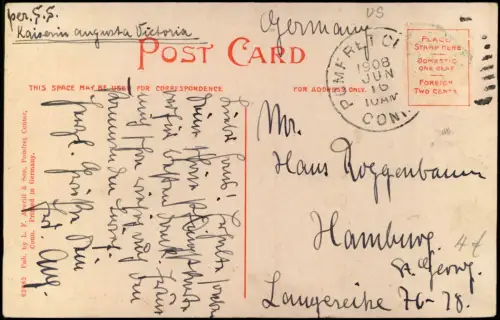 Postcard Pomfret Connecticut Courtlands 1908  USA