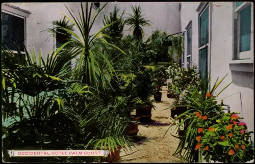 Postcard San Francisco OCCIDENTAL HOTEL PALM COURT 1911