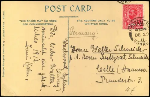 Postcard Windsor Windsor Castle Schloss from Brocas 1929