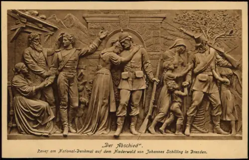 Ansichtskarte Rüdesheim (Rhein) Niederwalddenkmal Relief Der Abschied 1925