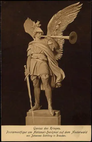 Ansichtskarte Rüdesheim (Rhein) Niederwalddenkmal Genius des Krieges. 1922