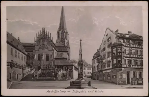 Ansichtskarte Aschaffenburg Stiftsplatz 1924