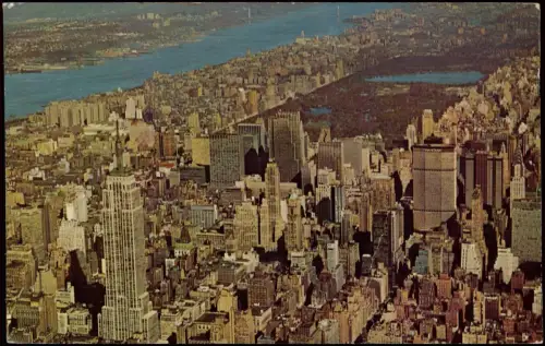 Postcard Manhattan-New York City Luftbild Areal view Central Park 1974