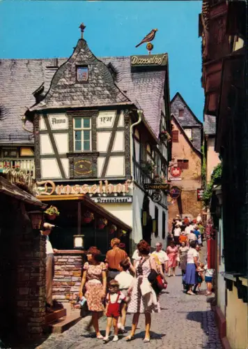 Ansichtskarte Rüdesheim (Rhein) Drosselgasse belebt 1978