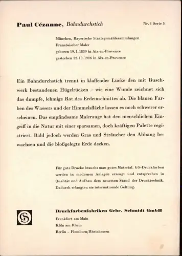 Ansichtskarte  Künstlerkarte Gemälde Paul Cézanne, Bahndurchstich 1970