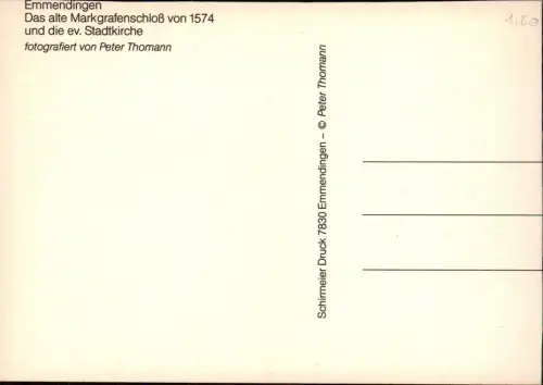 Ansichtskarte Emmendingen Das alte Markgrafenschloß Stadtkirche 1980