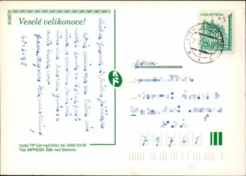 Ansichtskarte  Ostern Easter Osterhase Veselé velikonoce 1993