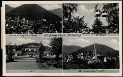 Ansichtskarte Bad Harzburg Bergbahn Stadt 4 Bild 1953  gel. Posthorn 5 Pfg